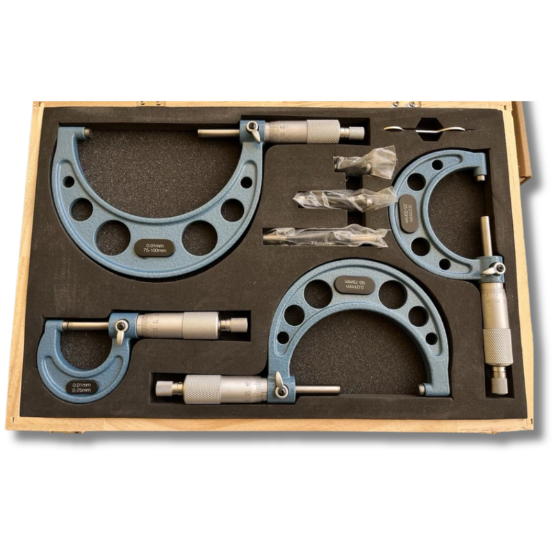 0-100mm Metric Outside Micrometer Set 4 Piece-Hammerox Industrial