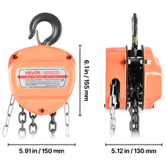1 Ton Hand Chain Hoist 6m Lift-Hammerox Industrial