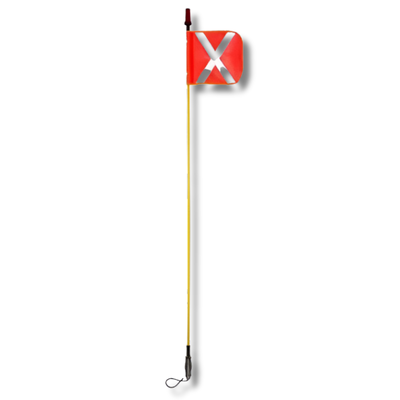 1.2m LED Mining Whip Flag with Pole & Integrated Red Safety Light - Exoguard