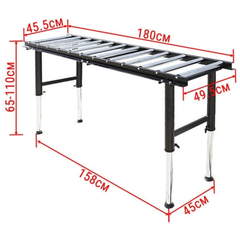 1.8m Heavy Duty Roller Conveyor Support Table with Adjustable Legs 12 Rollers