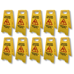 10 Pack 63cm Cleaning In Progress A Frame Safety Sign - Yellow-Hammerox Industrial