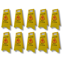 10 Pack 63cm Wet Floor A Frame Safety Sign - Yellow-Hammerox Industrial