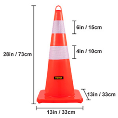 10 Piece 28" Safety Traffic Cones Reflective-Hammerox Industrial
