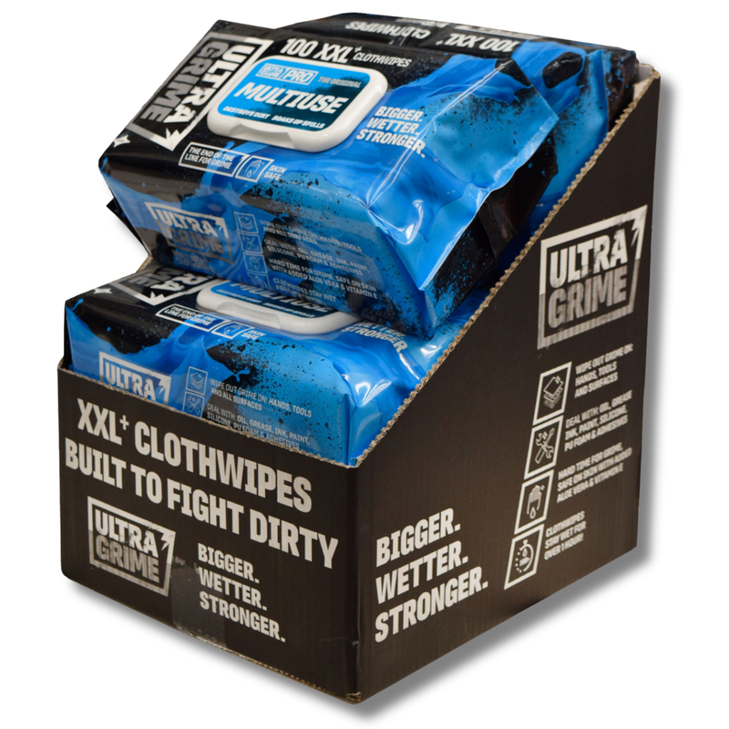 100 Pack UltraGrime Blue Multi Use Cloth Wipes Carton of 6 (600 Total)-Hammerox Industrial