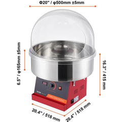 1000W Commercial Cotton Candy Machine with Cover - Pink / Red / Blue