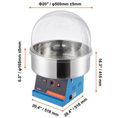 1000W Commercial Cotton Candy Machine with Cover - Pink / Red / Blue