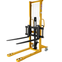 1000kg Heavy Duty Standard Leg Fork Stacker - Yellow-Hammerox Industrial