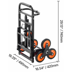 100kg Stair Climbing Trolley Cart 6 Wheel with Ropes