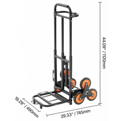 100kg Stair Climbing Trolley Cart 6 Wheel with Ropes