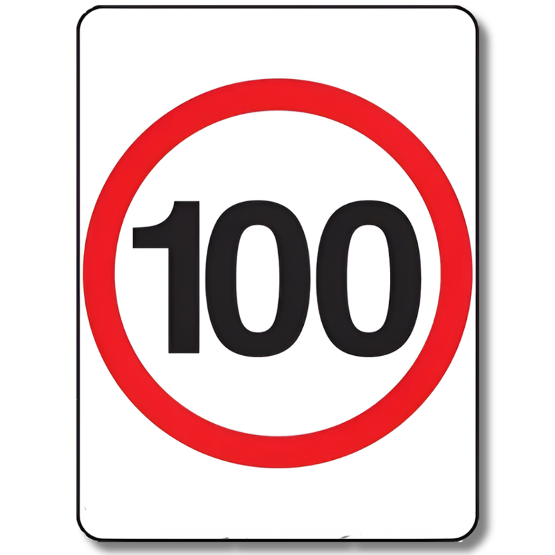 100km/h Speed Limit Sign Class 1 Reflective 600 x 450mm