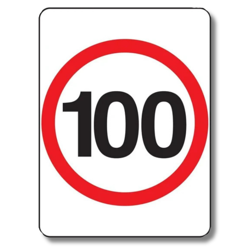 100km/h Speed Limit Sign Class 1 Reflective 600 x 800mm