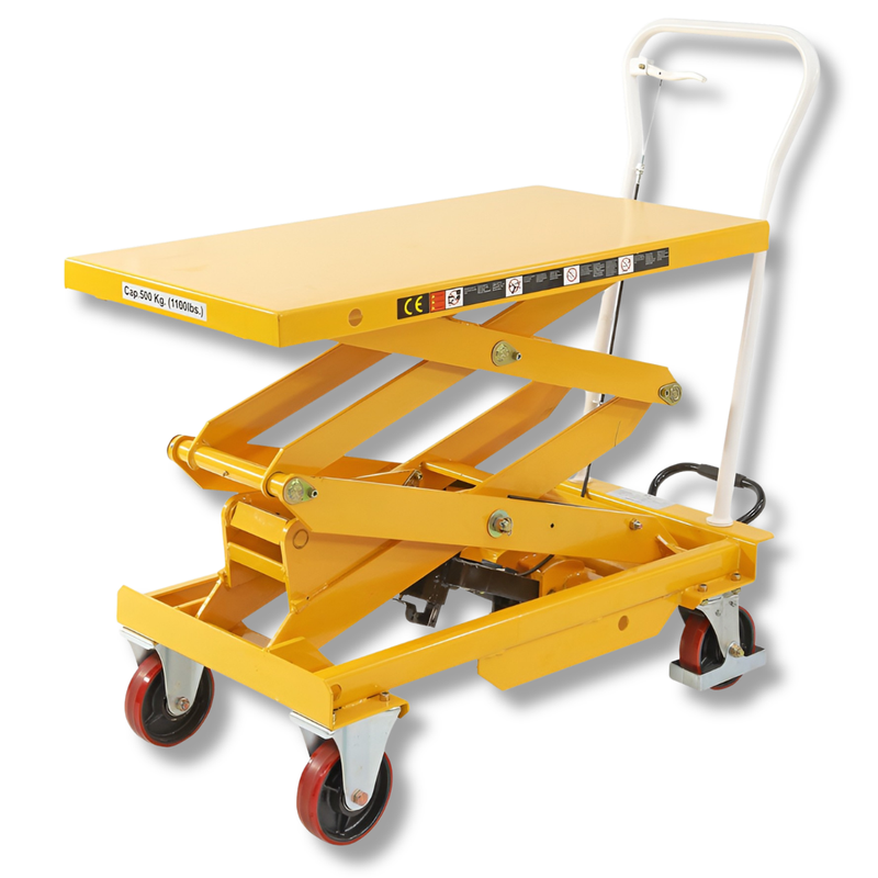 1010 x 520mm 500kg Double Scissor Lift Trolley-Hammerox Industrial