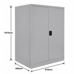 1015 x 910 x 450mm Half Height Storage Cabinet - Light Grey-Hammerox Industrial