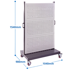 1040 x 980 x 1540mm Pegboard & Louvre Panel Trolley-Hammerox Industrial