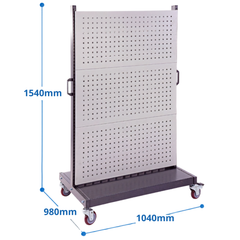1040 x 980 x 1540mm Square Hole Pegboard Panel Trolley-Hammerox Industrial