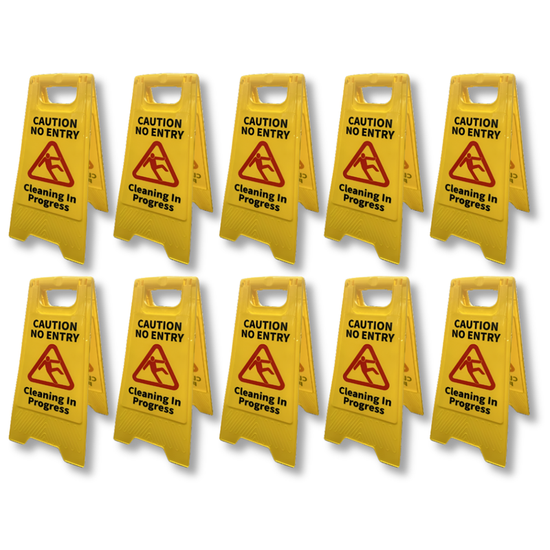 10 Pack 63cm Cleaning In Progress A Frame Safety Sign - Yellow