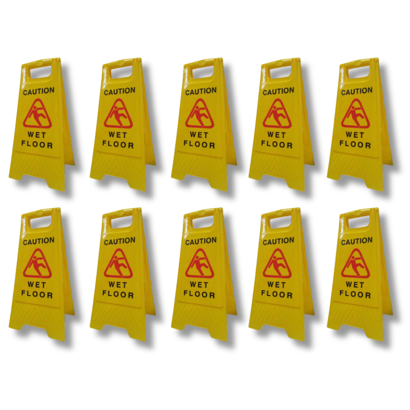 10 Pack 63cm Wet Floor A Frame Safety Sign - Yellow