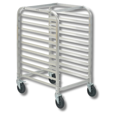 10 Sheet Commercial Bun Pan Rack Aluminium with Brake Wheels