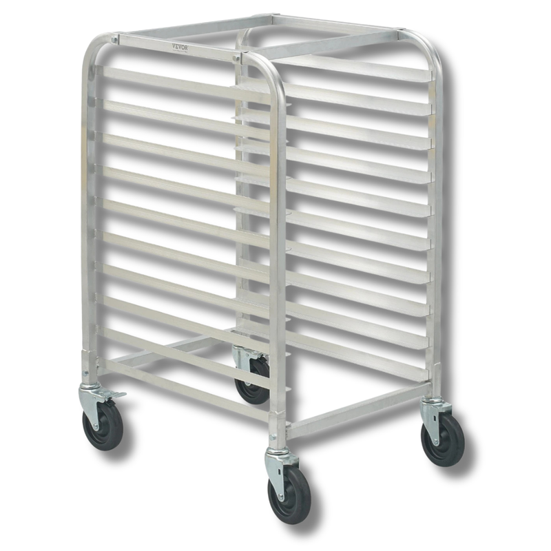 10 Sheet Commercial Bun Pan Rack Aluminium with Brake Wheels