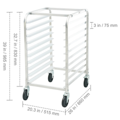 10 Sheet Commercial Bun Pan Rack Aluminium with Brake Wheels