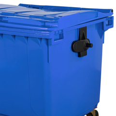 1100L Blue Plastic Wheelie Bin Flat Lid-Hammerox Industrial