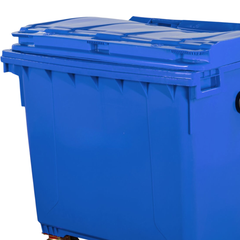 1100L Blue Plastic Wheelie Bin Flat Lid-Hammerox Industrial