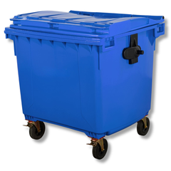 1100L Blue Plastic Wheelie Bin Flat Lid-Hammerox Industrial