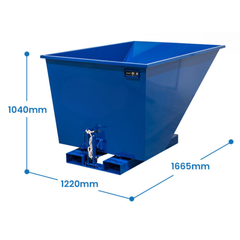 1100L Forklift Rollover Tipping Bin with Release Mechanism-Hammerox Industrial