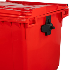 1100L Red Plastic Wheelie Bin Flat Lid-Hammerox Industrial