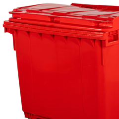 1100L Red Plastic Wheelie Bin Flat Lid-Hammerox Industrial
