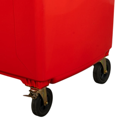 1100L Red Plastic Wheelie Bin Flat Lid-Hammerox Industrial
