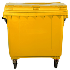 1100L Yellow Plastic Wheelie Bin Flat Lid-Hammerox Industrial