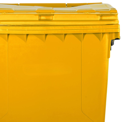 1100L Yellow Plastic Wheelie Bin Flat Lid-Hammerox Industrial