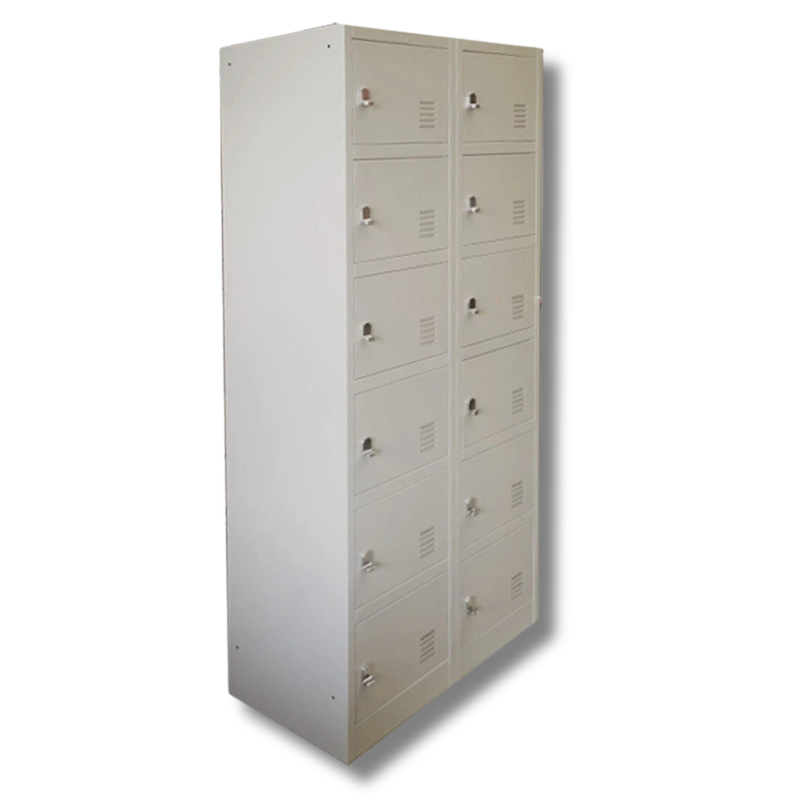 12 Door 2-Column XL Metal Storage Locker with Alloy Padlock Latches-Hammerox Industrial