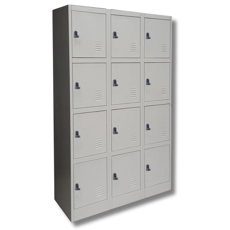 12 Door 3-Column XL Metal Storage Locker with Alloy Padlock Latches-Hammerox Industrial