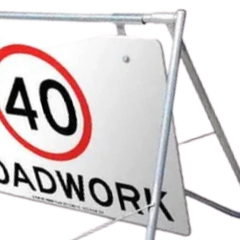 1200 x 900mm 40km/h Roadwork Swing Stand & Sign