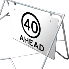1200 x 900mm 40km/h Speed Limit Ahead Swing Stand & Sign