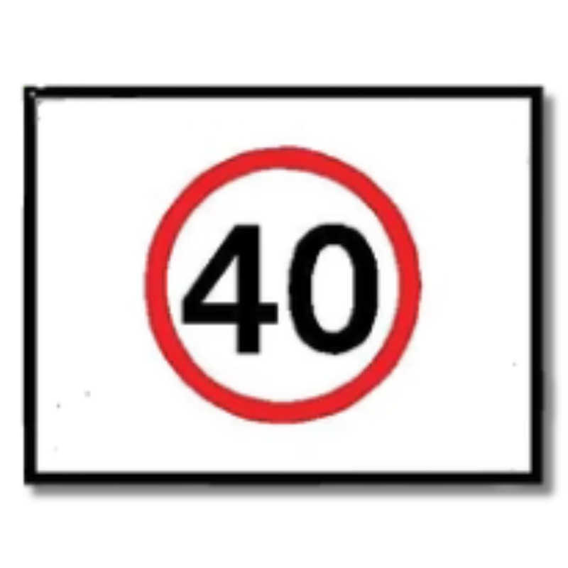 1200 x 900mm Boxed Edge 40km/h Speed Sign Landscape