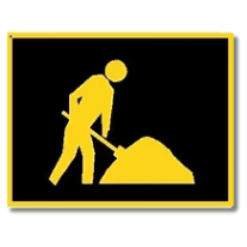 1200 x 900mm Boxed Edge Night Roadwork Ahead Sign