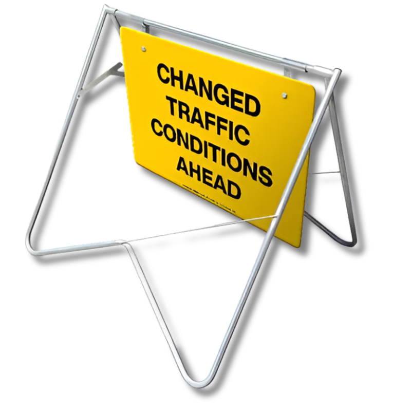 1200 x 900mm Changed Traffic Conditions Ahead Swing Stand & Sign