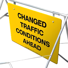 1200 x 900mm Changed Traffic Conditions Ahead Swing Stand & Sign