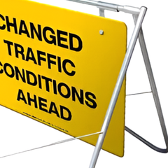 1200 x 900mm Changed Traffic Conditions Ahead Swing Stand & Sign