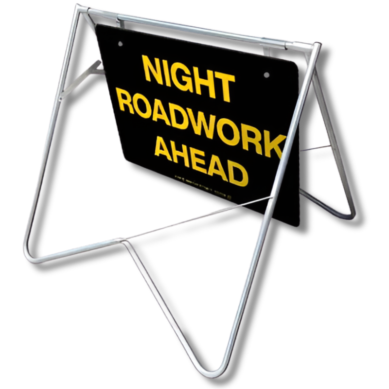 1200 x 900mm Night Roadwork Ahead Swing Stand & Sign