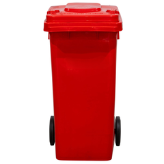 120L Red Plastic Wheelie Bin 480 x 550 x 940mm-Hammerox Industrial