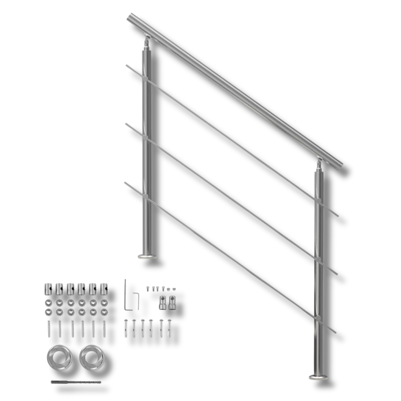 120cm Outdoor Stair Handrail 3 Crossbars-Hammerox Industrial