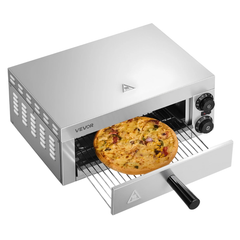 12" 1500W Electric Countertop Pizza Oven Adjustable Temperature & Timer
