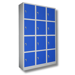 12 Door XL Metal Storage Locker with Alloy Key Locks - Blue