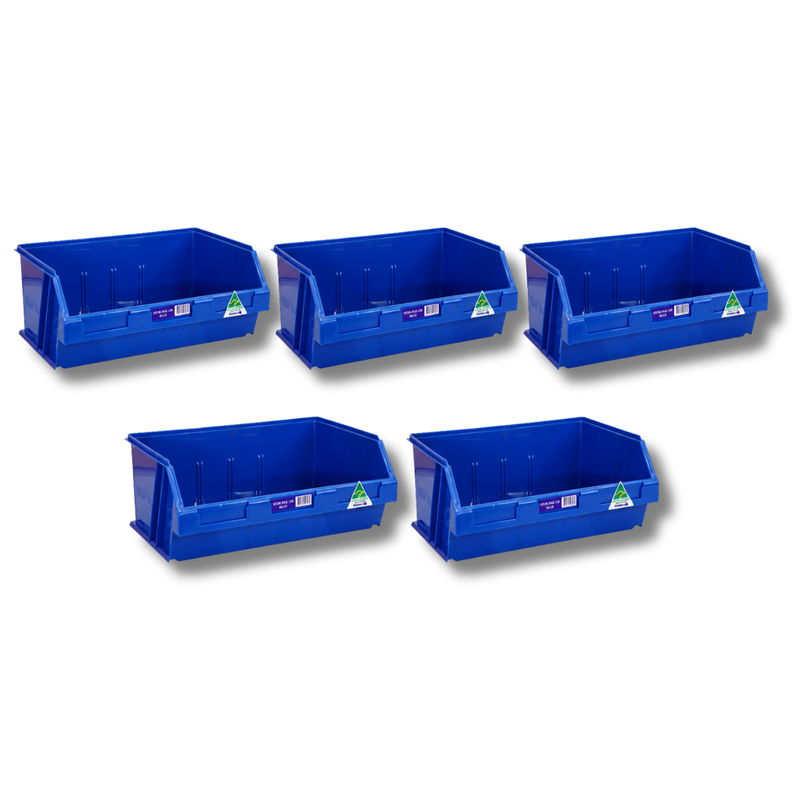 12L Stor-Pak No.120 Storage Bin 410 x 275 x 165mm Blue 5 Pack-Hammerox Industrial