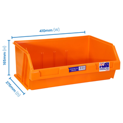 12L Stor-Pak No.120 Storage Bin 410 x 275 x 165mm Orange 5 Pack-Hammerox Industrial