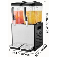 12L x2 Tank Commercial Beverage Dispenser Cold Juice Drink